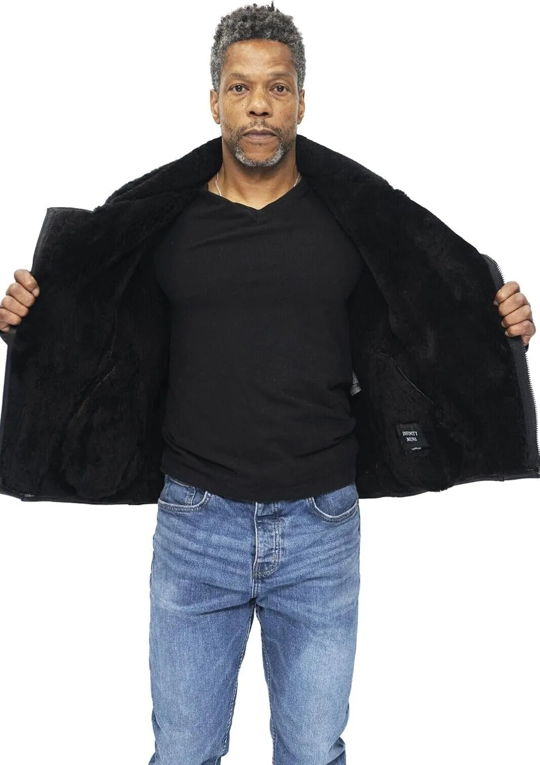 Men’s Aviator B3 Flying Cross Zip Shearling Leather Bomber Pilot Jacket