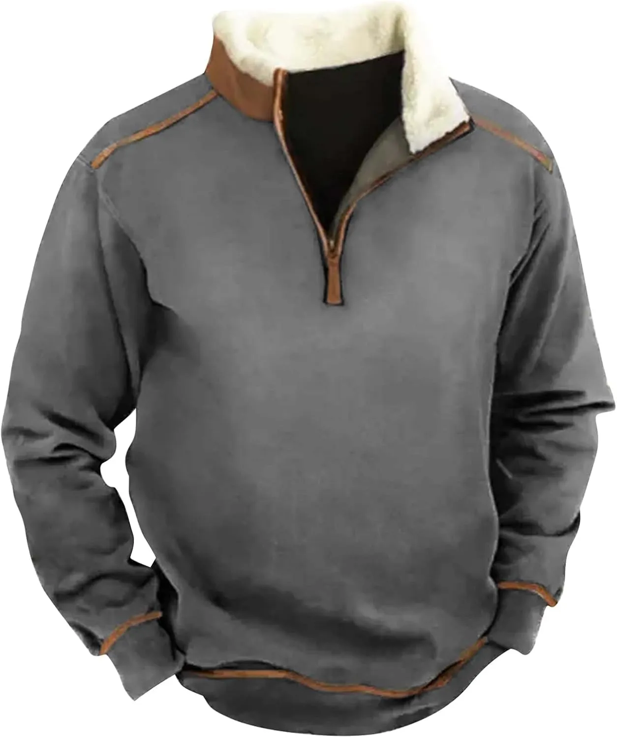 Men's Aztec Western Jacket Cowboy Print Sweatshirt Winter Warm Sweater 1/4 Zip Stand Collar Fit Casual Fall Outwear
