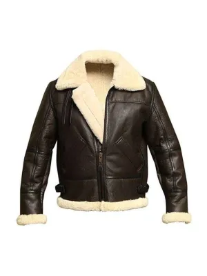 Mens B3 RAF Aviator Cockpit Pilot Military Shearling Warm Bomber Jacket