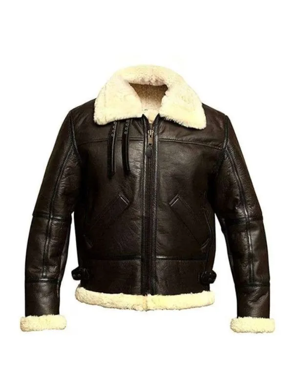 Mens B3 RAF Aviator Cockpit Pilot Military Shearling Warm Bomber Jacket
