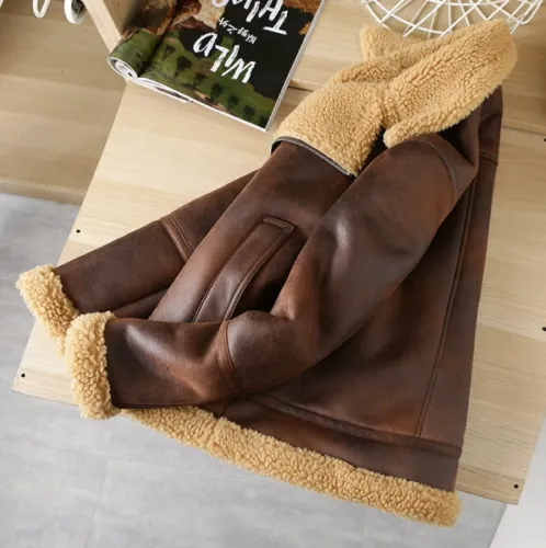 Mens Brown Shearling Aviator Jacket
