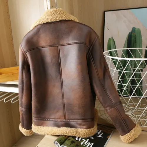Mens Brown Shearling Aviator Jacket