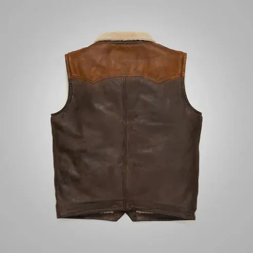 Men’s Brown Shearling Sheepskin Vest