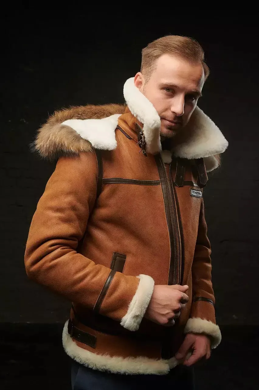 Men's Faux Shearling Aviator Jacket | Faux Leather | Warm and Rugged