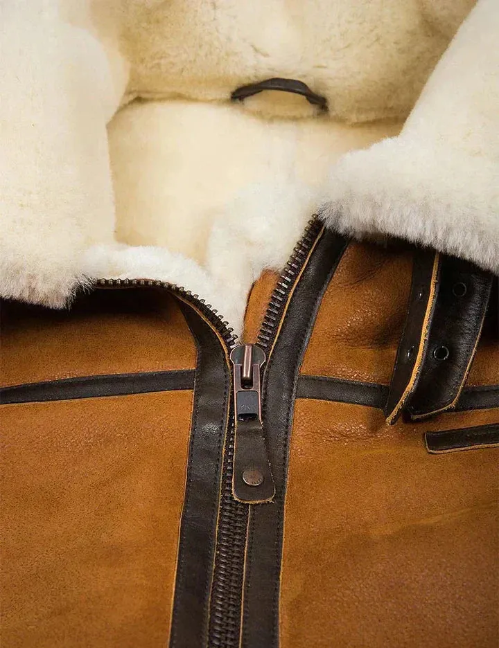 Men's Faux Shearling Aviator Jacket | Faux Leather | Warm and Rugged