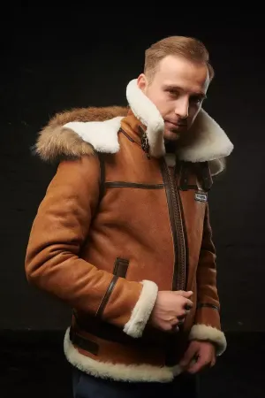 Men's Faux Shearling Aviator Jacket | Faux Leather | Warm and Rugged