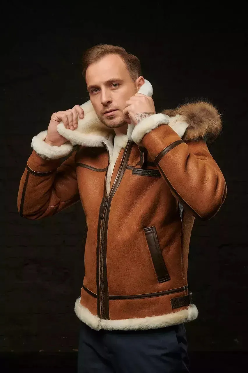 Men's Faux Shearling Aviator Jacket | Faux Leather | Warm and Rugged