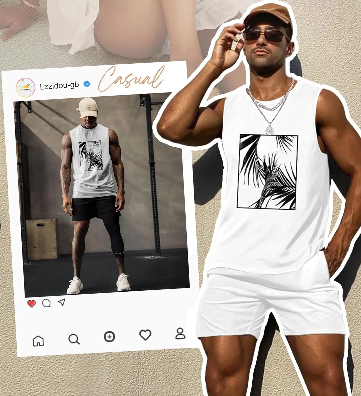 Mens Graphic Tank Tops Workout Sleeveless Shirts Hawaiian Palm Tree Vacation Tanks for Men Summer Beach T-Shirt
