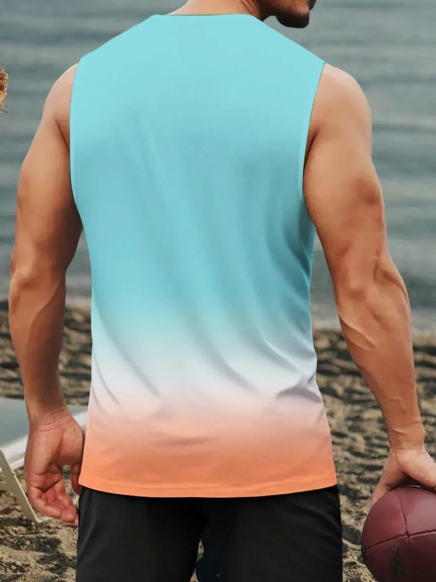 Mens Graphic Tank Tops Workout Sleeveless Shirts Hawaiian Palm Tree Vacation Tanks for Men Summer Beach T-Shirt