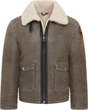 Men's Grey B3 Real Shearling Sheepskin WW2 Bomber Leather Flying Aviator Jacket