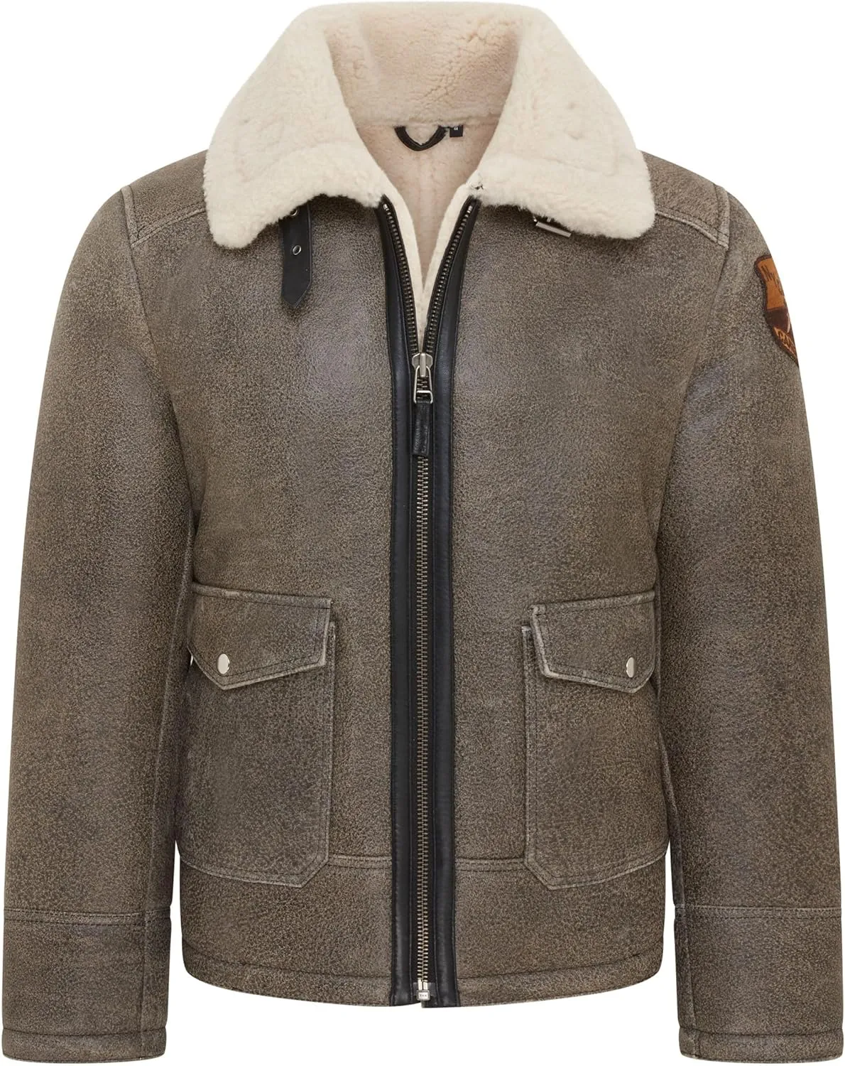Men's Grey B3 Real Shearling Sheepskin WW2 Bomber Leather Flying Aviator Jacket