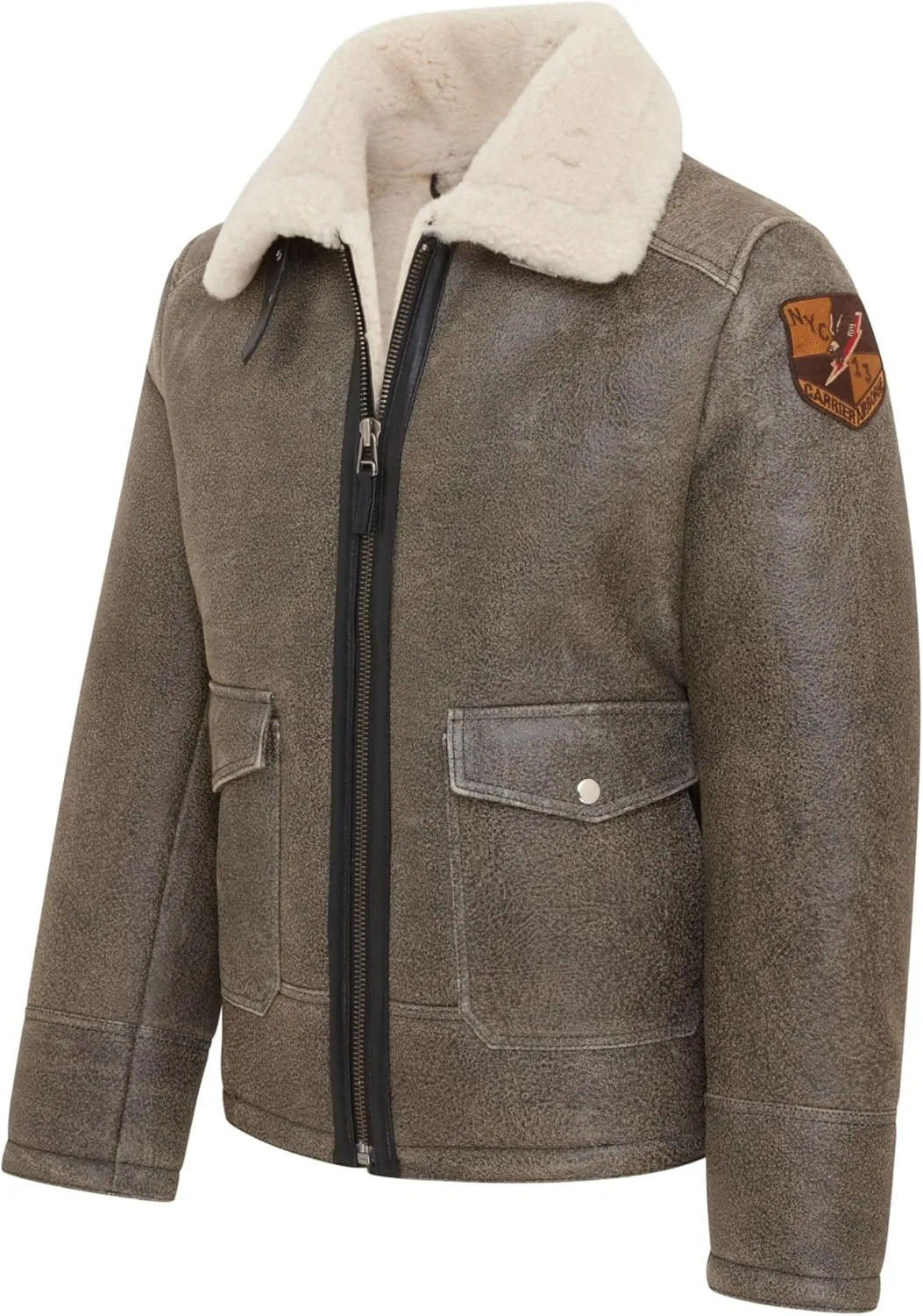 Men's Grey B3 Real Shearling Sheepskin WW2 Bomber Leather Flying Aviator Jacket