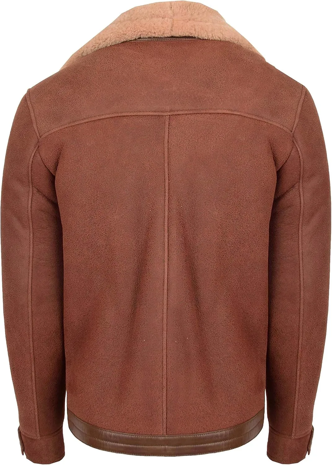 Mens Real Sheepskin Aviator Jacket Cross Zip Flying Style Dustin Brown Ginger