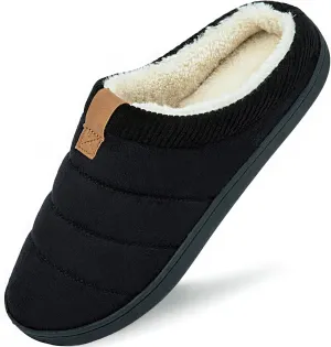 Men's Warm Memory Foam Slippers Suede Plush Shearling Lined Slip on Indoor Outdoor Clog House Shoes
