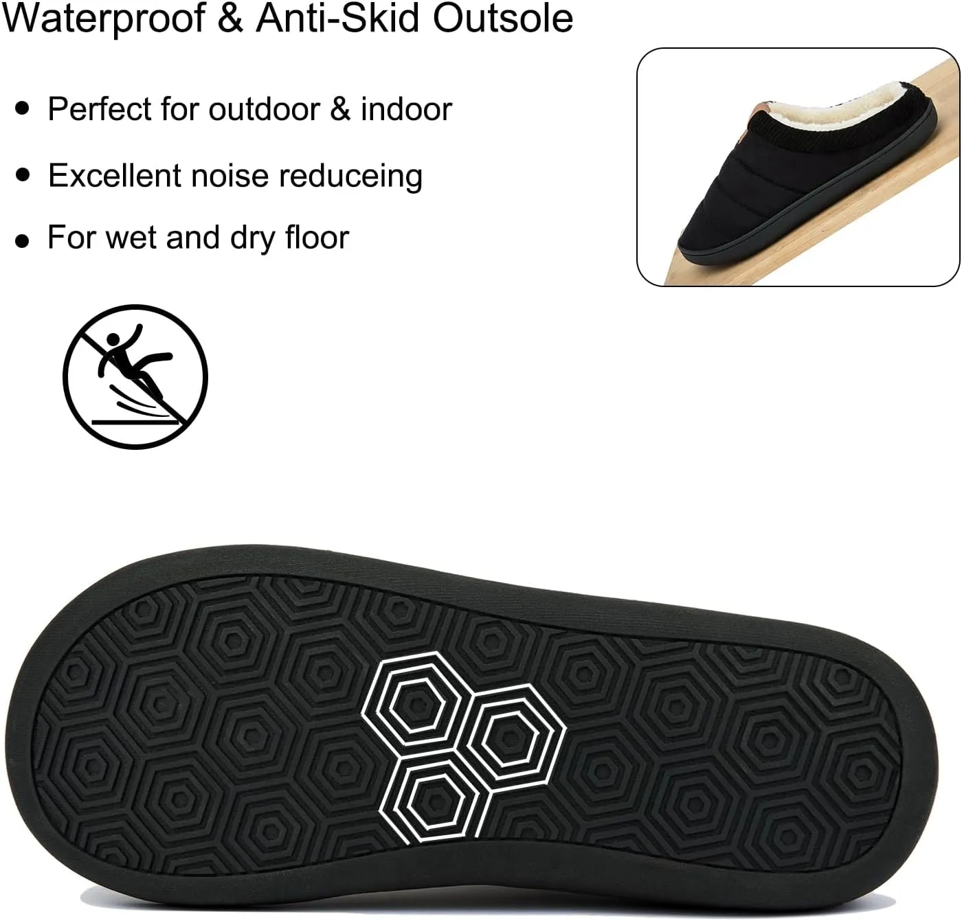 Men's Warm Memory Foam Slippers Suede Plush Shearling Lined Slip on Indoor Outdoor Clog House Shoes
