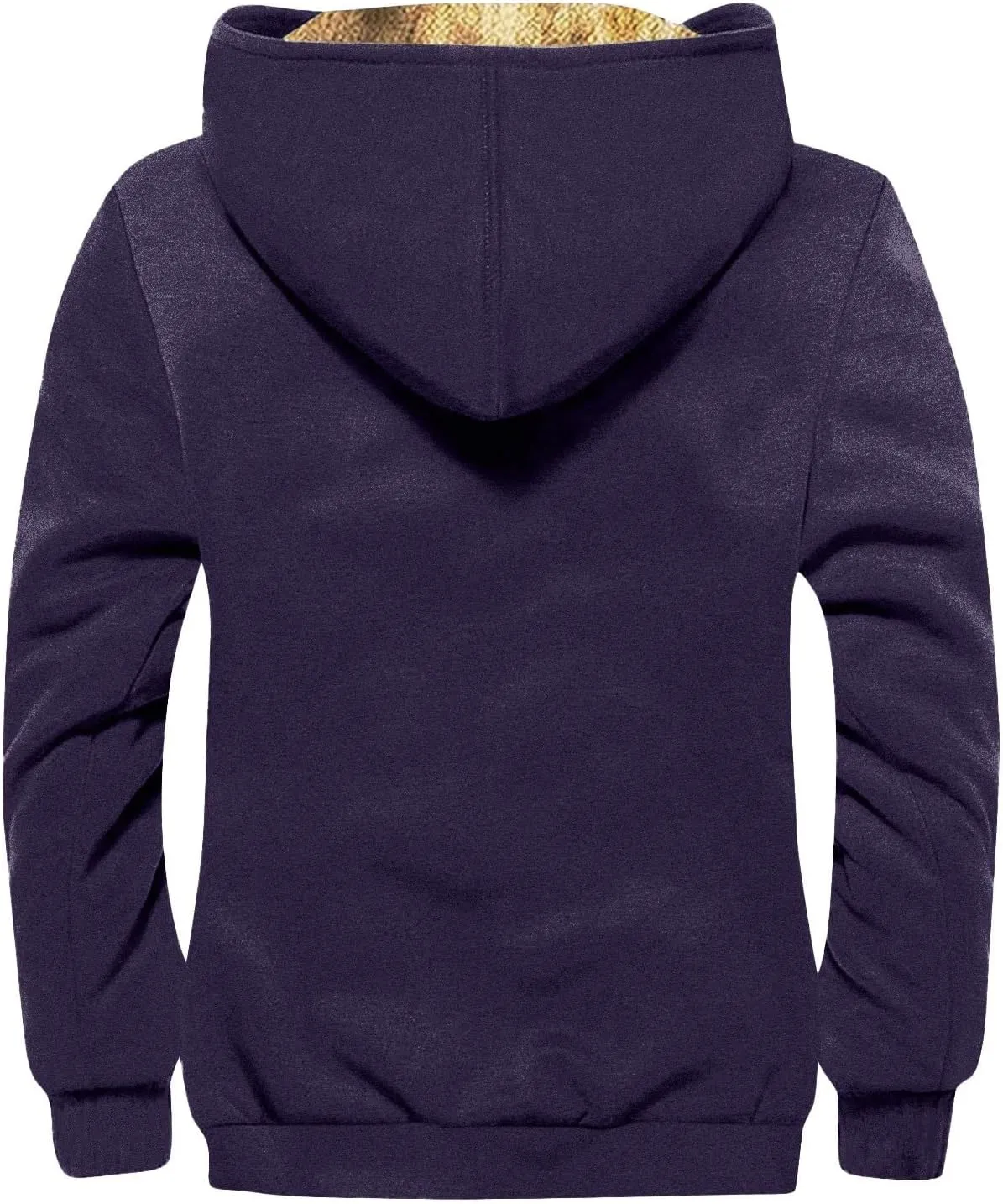 Mens Winter Jacket Winter Warm Hoodies Vintage Printed Jackets Sherpa Fleece Lined Coats Full Zipper Outwear