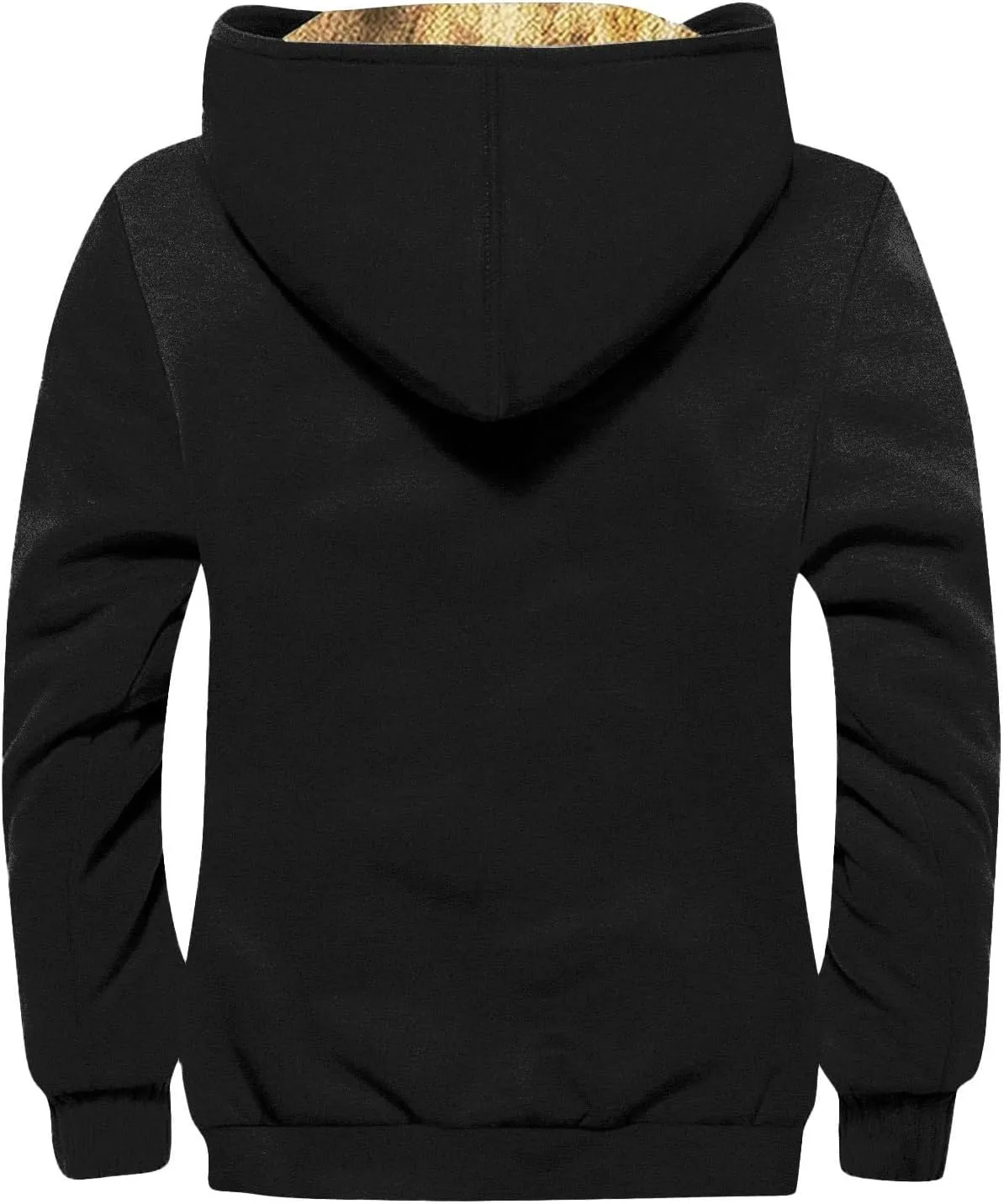 Mens Winter Jacket Winter Warm Hoodies Vintage Printed Jackets Sherpa Fleece Lined Coats Full Zipper Outwear