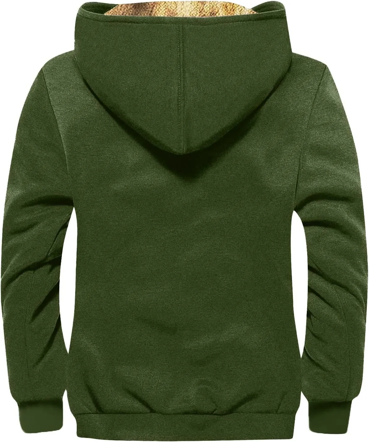 Mens Winter Jacket Winter Warm Hoodies Vintage Printed Jackets Sherpa Fleece Lined Coats Full Zipper Outwear