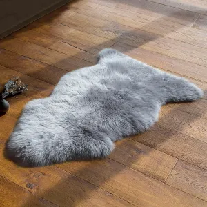 MH MYLUNE HOME Genuine Sheepskin Rug, New Zealand Natural Sheepskin Throw, Luxury Fluffy Sheepskin Seat/Chair Cover, Real Soft Shearling Lambskin Rug for Bedroom/Living Room, 2' x 3' Gray