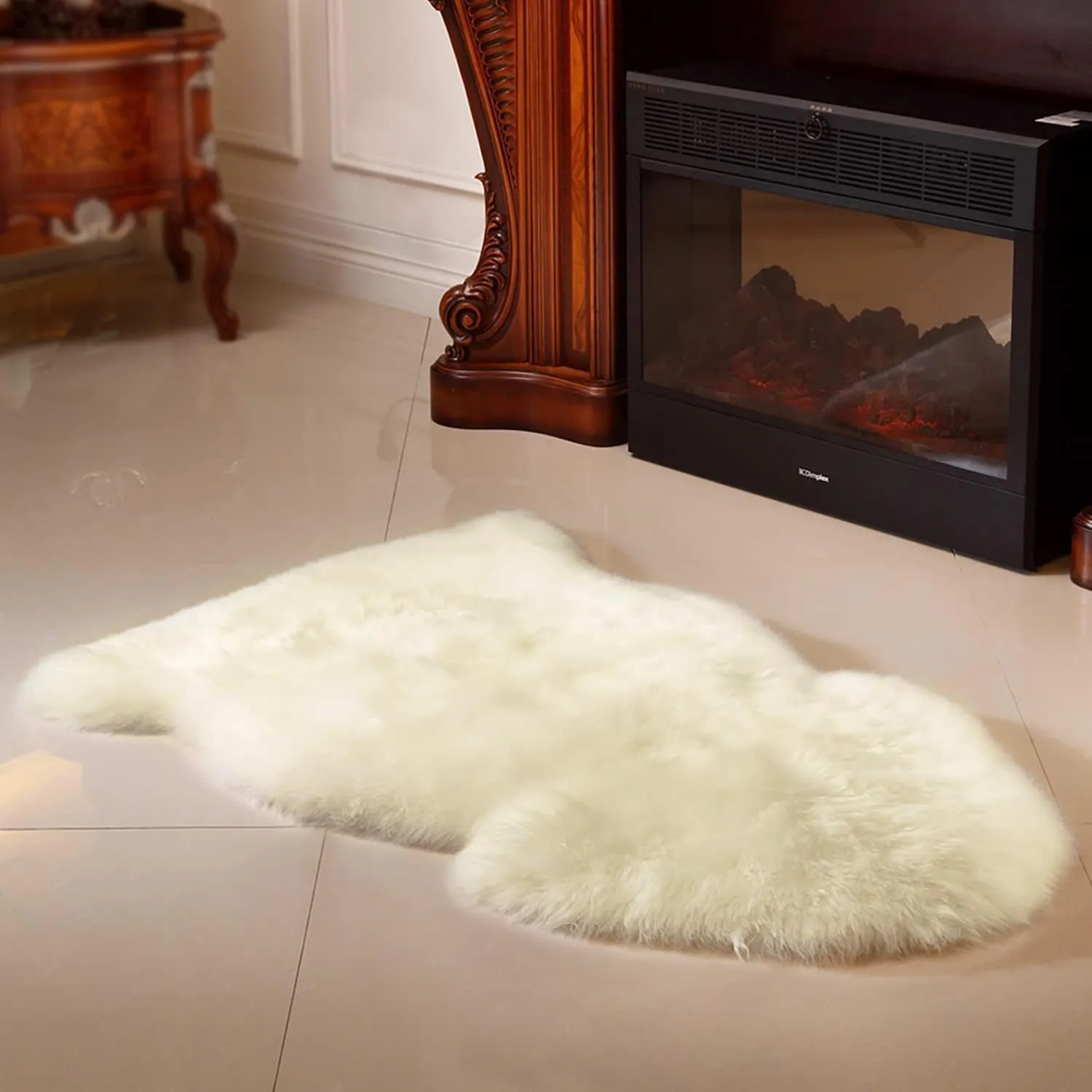 MH MYLUNE HOME Genuine Sheepskin Rug, New Zealand Natural Sheepskin Throw, Luxury Fluffy Sheepskin Seat/Chair Cover, Real Soft Shearling Lambskin Rug for Bedroom/Living Room, 2' x 3' Ivory White