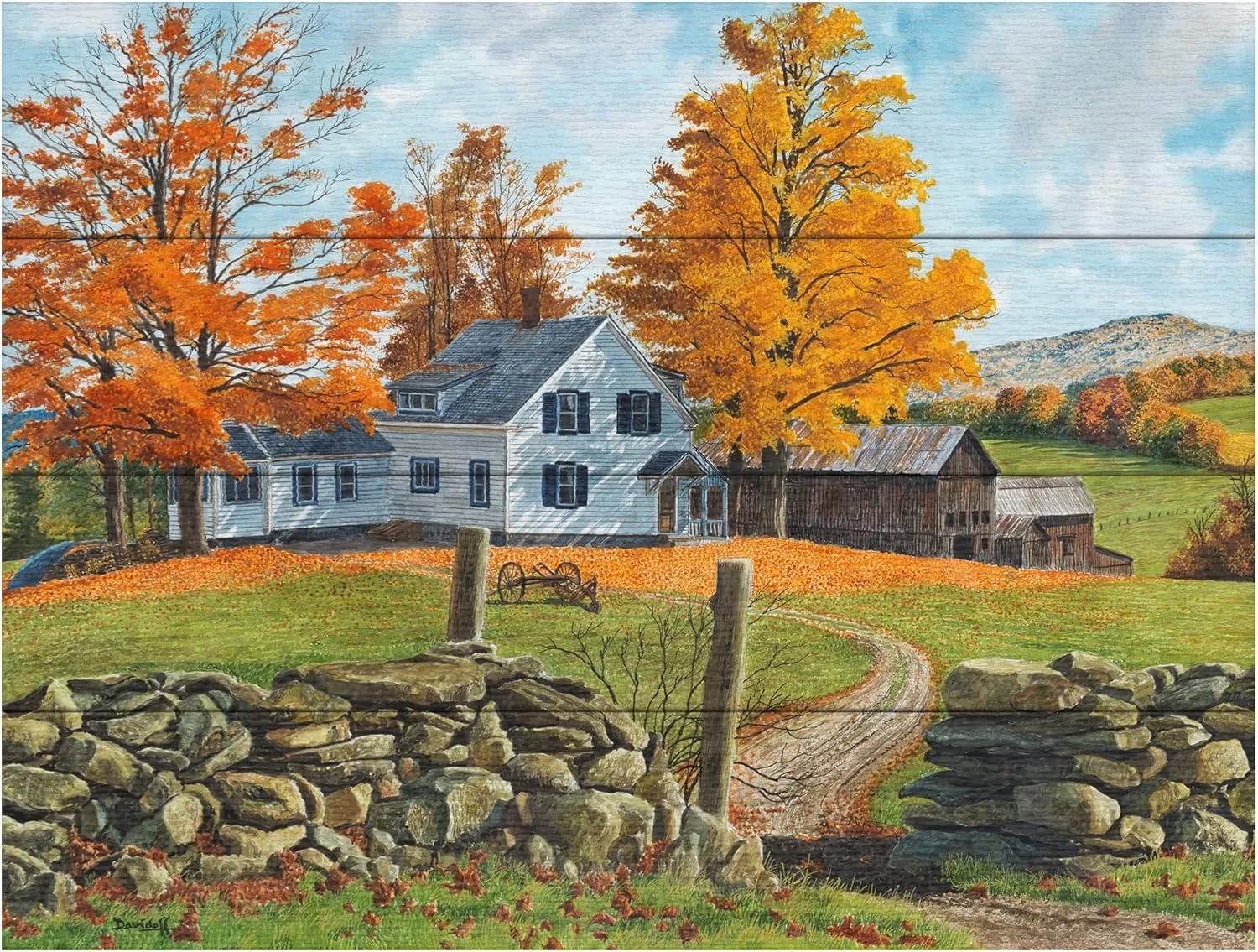 Michael Davidoff 'Autumn Near Guilford' Wood Slat Art