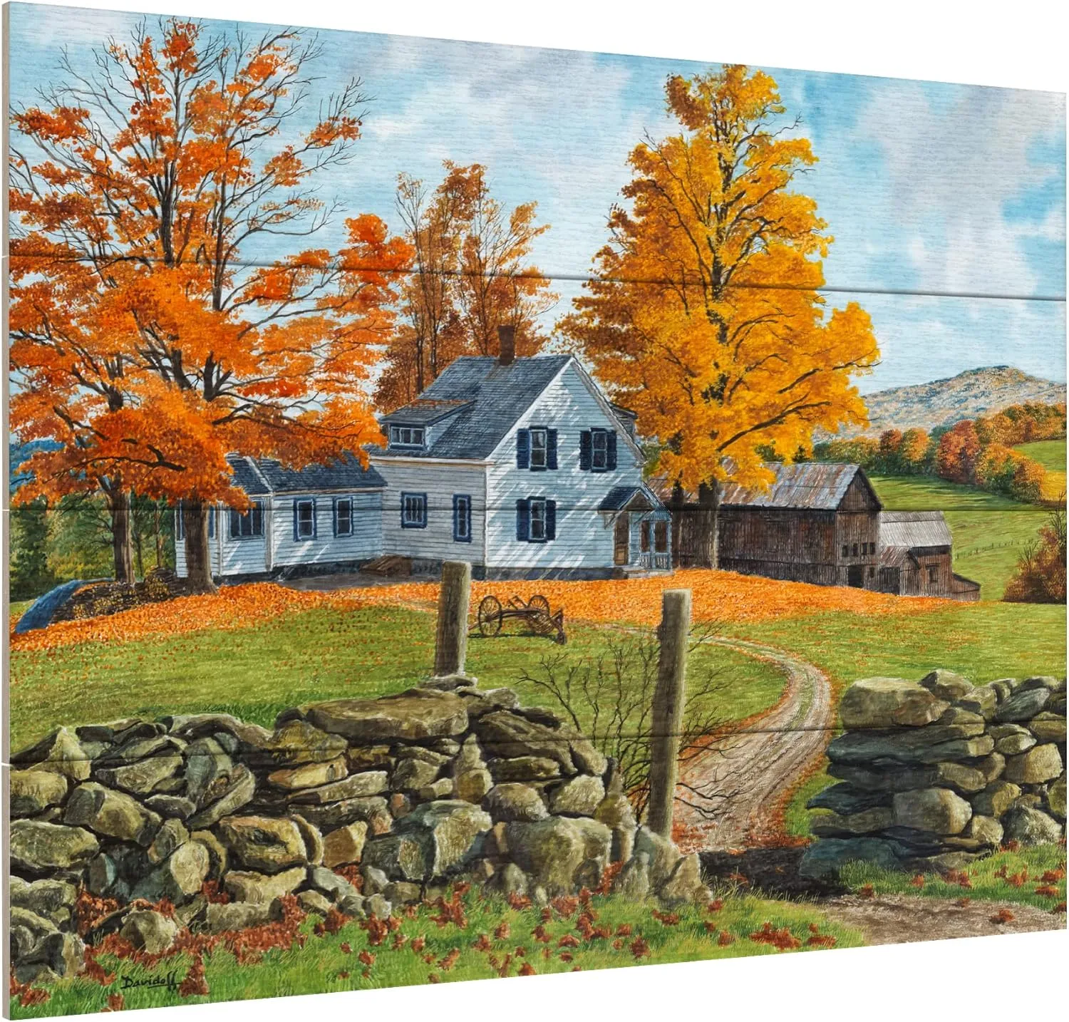 Michael Davidoff 'Autumn Near Guilford' Wood Slat Art