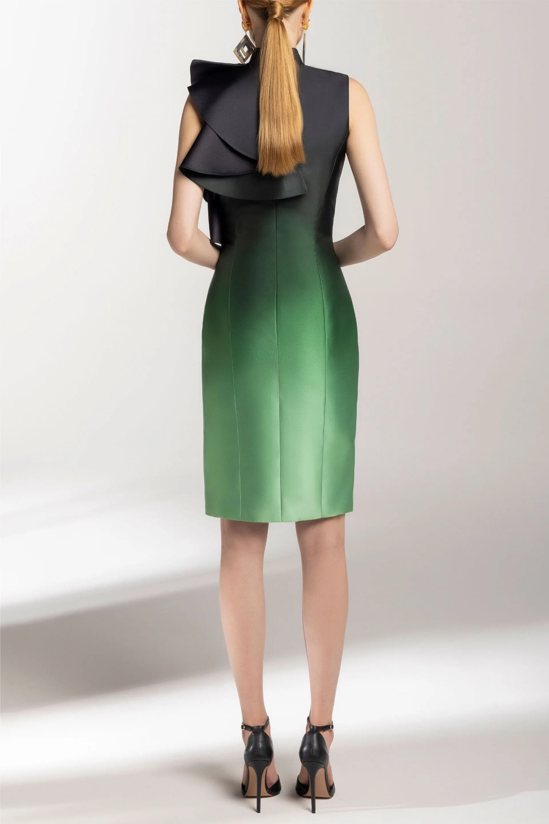 Midi gradient printed dress with ruffles