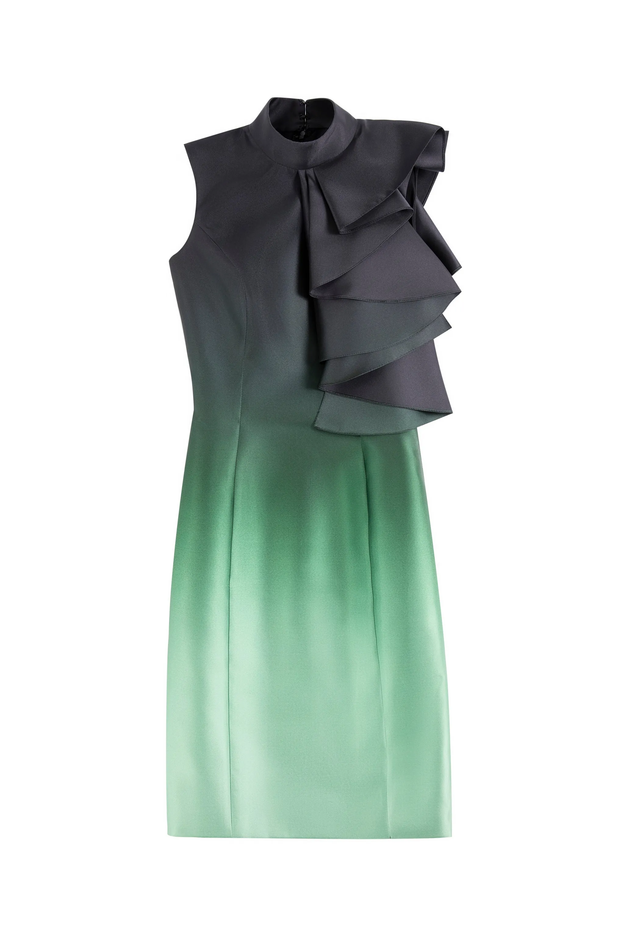 Midi gradient printed dress with ruffles