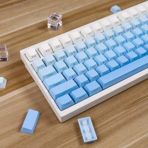 mintcaps PBT Doubleshot Gradient Blue Keycaps Cherry Profile Shine Through Keycap Set, 133 Keys Side Printed Custom Backlit Keycaps for Mechanical Gaming Keyboards