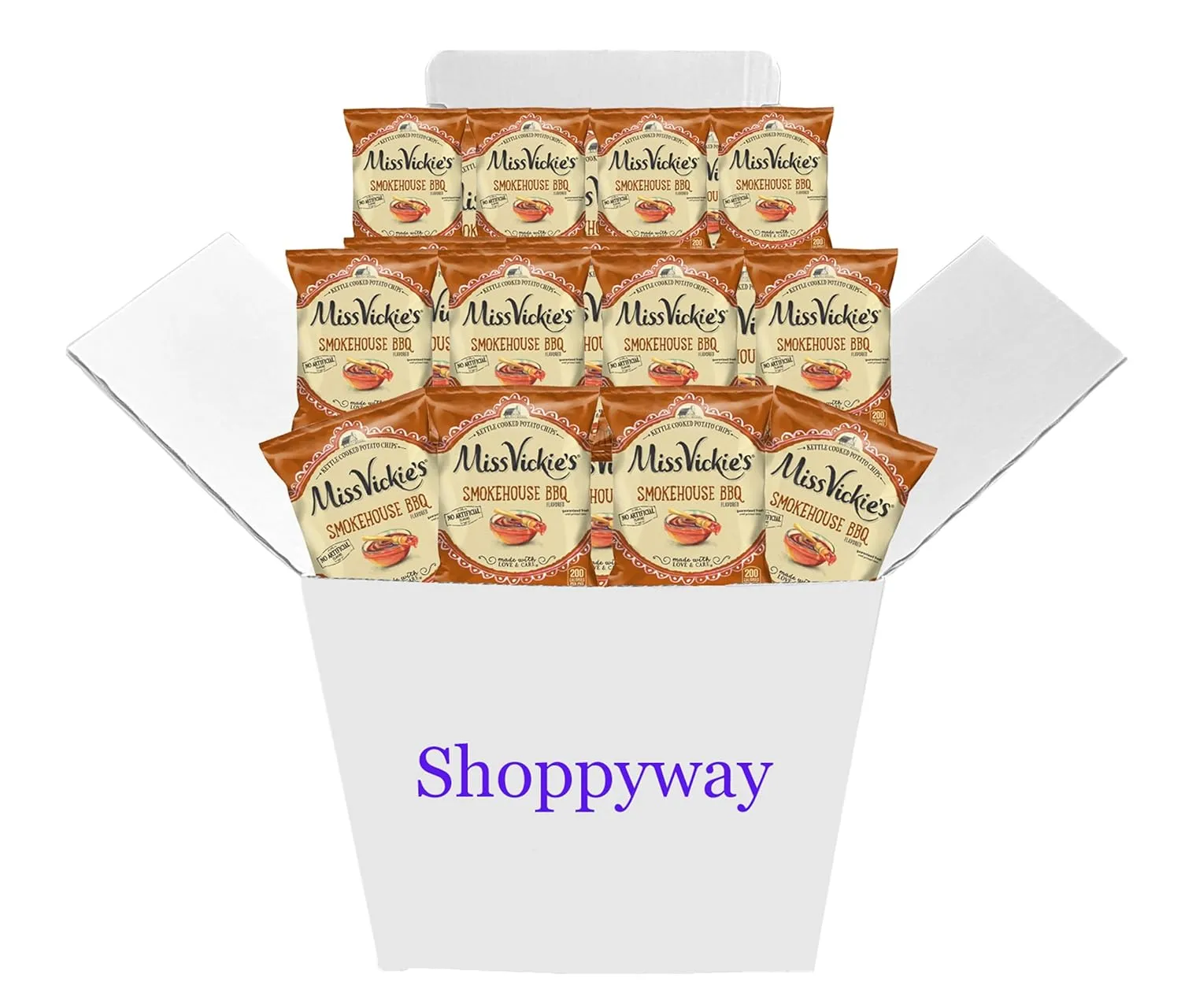 Miss Vickie's Smokehouse BBQ Potato Chips, 1.375 Oz Bags, Pack of 12, Bundled by Shoppyway