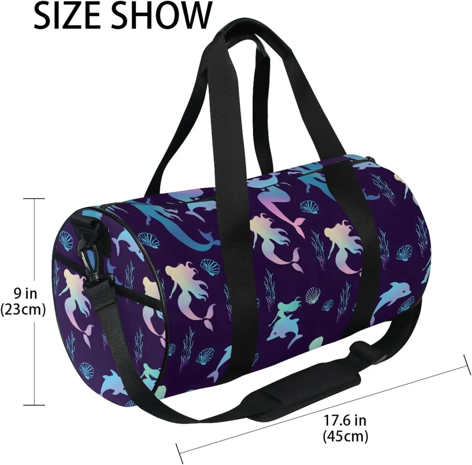 MNSRUU Sports Duffel Bags, Gradient Mermaid Athletic Gym Bag Overnight Workout Travel Tote Luggage for Men Women Yoga