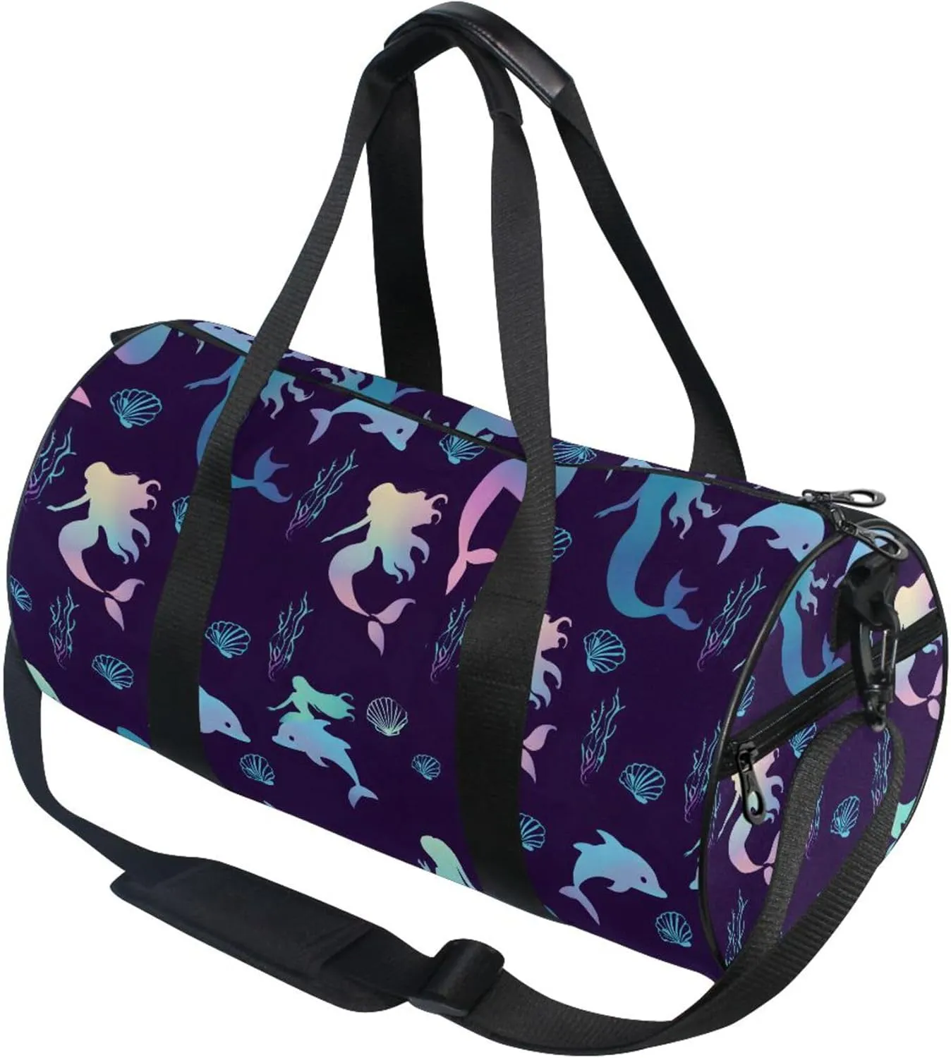 MNSRUU Sports Duffel Bags, Gradient Mermaid Athletic Gym Bag Overnight Workout Travel Tote Luggage for Men Women Yoga