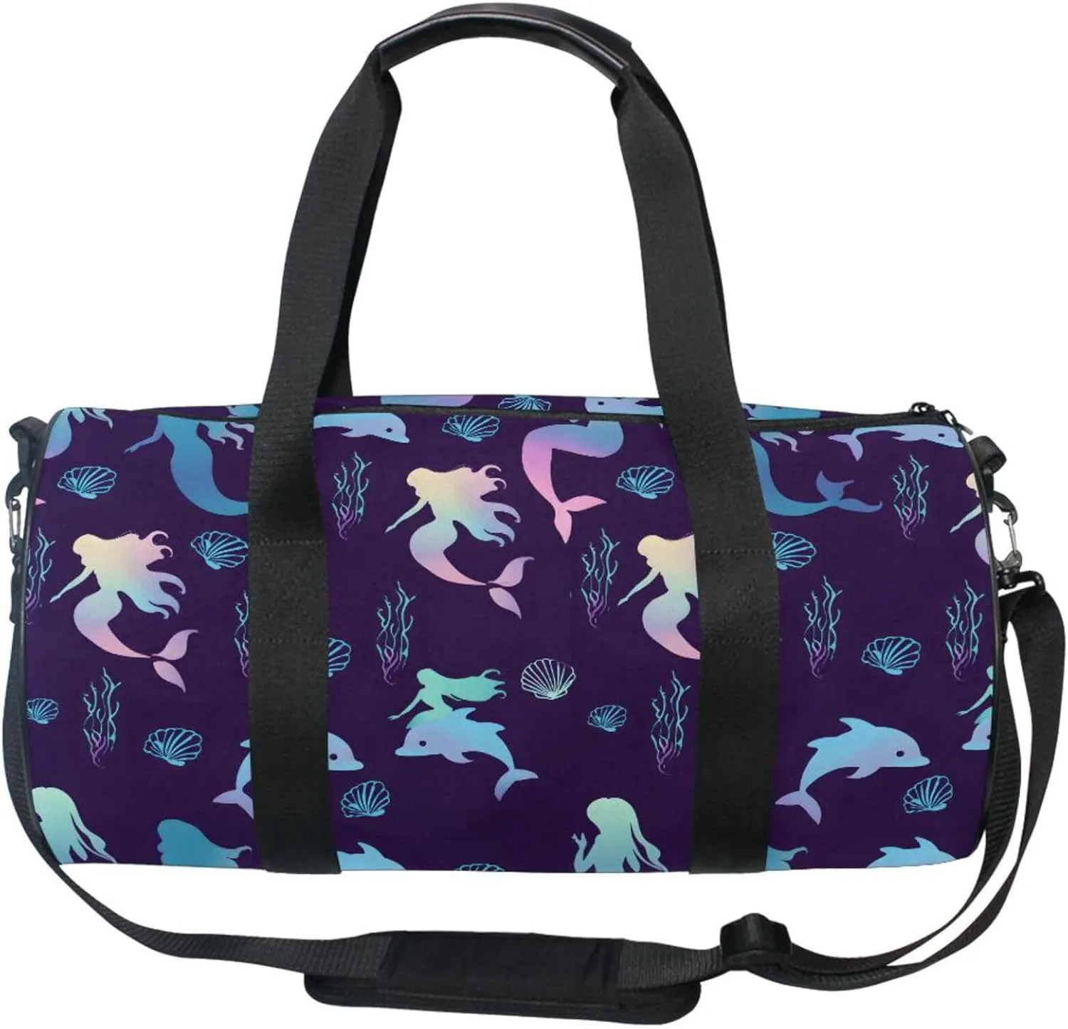 MNSRUU Sports Duffel Bags, Gradient Mermaid Athletic Gym Bag Overnight Workout Travel Tote Luggage for Men Women Yoga