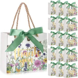 Moinchore 40 Pack Thank You Gift Bags with Handles Small Treat Boxes Thank You Party Favor Bags Mini Floral Gift Bags Bulk for Easter Wedding Birthday Party Supplies(Wild Floral)