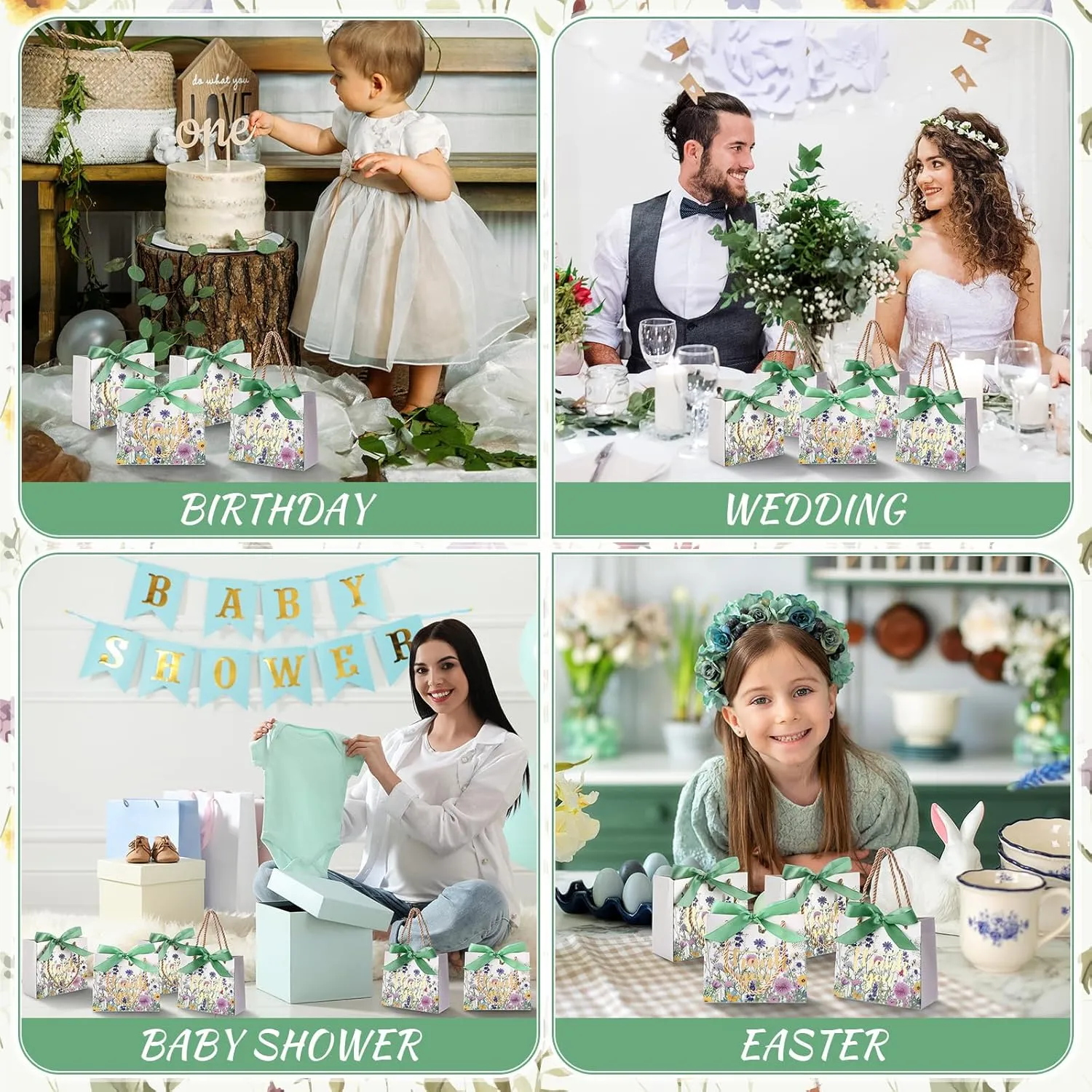 Moinchore 40 Pack Thank You Gift Bags with Handles Small Treat Boxes Thank You Party Favor Bags Mini Floral Gift Bags Bulk for Easter Wedding Birthday Party Supplies(Wild Floral)