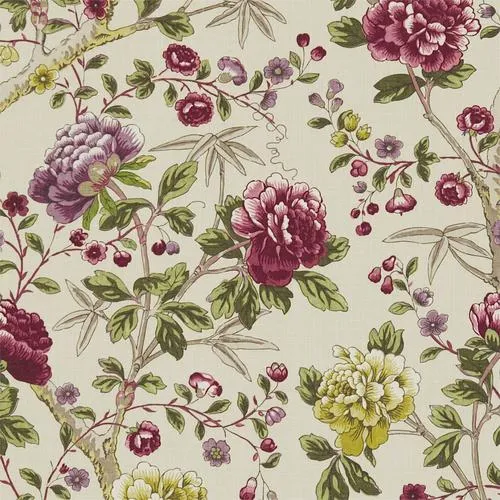 Morris & Co Tangley Wine/Antique Yellow Fabric