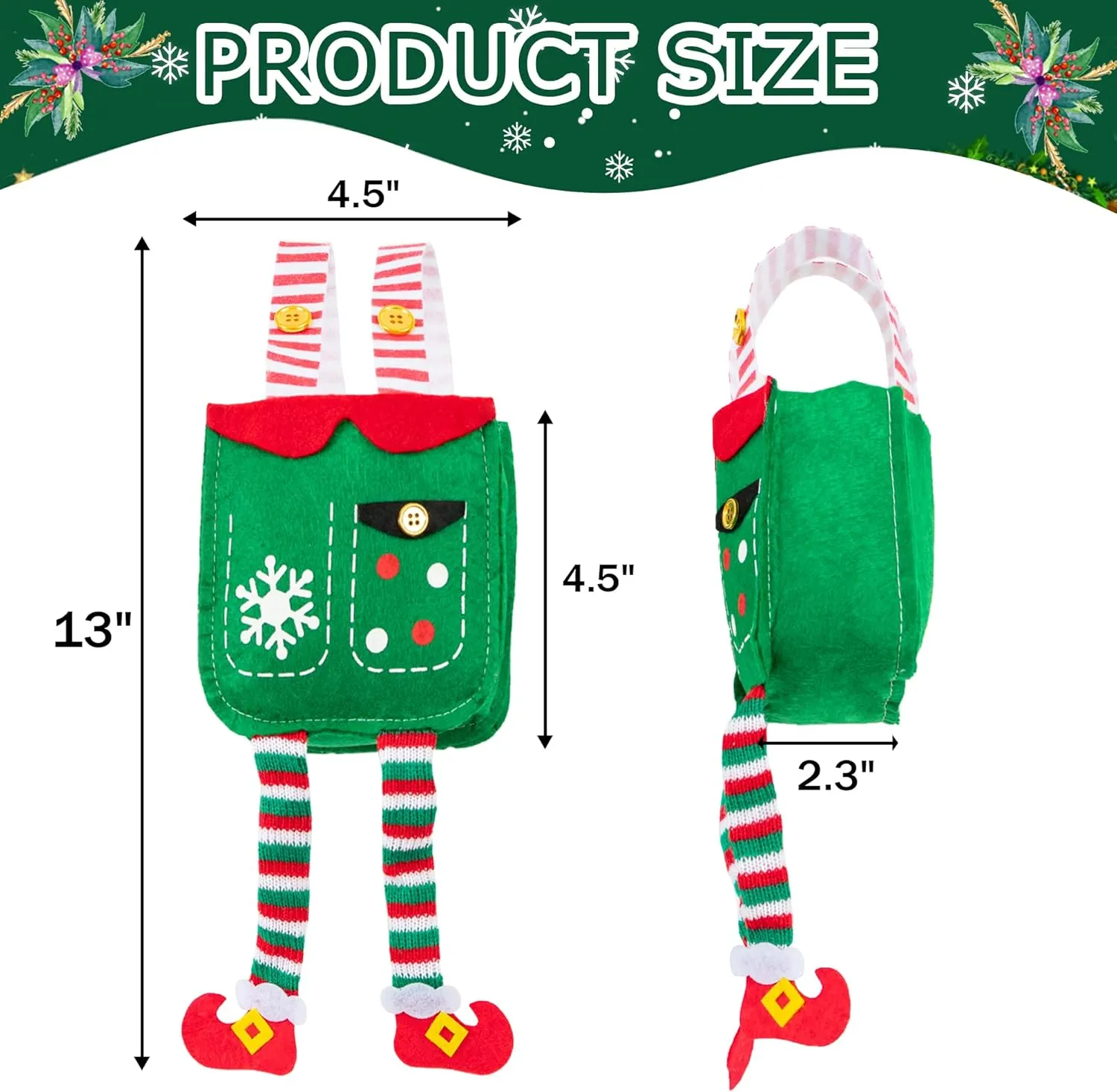 MOSHAKALA Christmas mini Gift Bags, Elf shirt Christmas Treat Bags, Set of 6 Gift Bags for Children Holiday Parties Teachers Decorations (ELF)