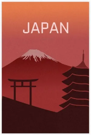 Mount Fuji Japan - Scenic Spots - Japanese Landscape Watercolor Poster 2 Canvas Poster Wall Art Decor Print Picture Paintings for Living Room Bedroom Decoration Unframe: Unframe:16x24inch(40
