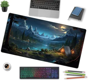 Mountain Mouse Pad XXL Gaming Desk Mat Large Camping Desk Pad, Extra Big Mouse Mats for Desk, Computer Mousepad Laptop Keyboard Pad Desktop Mat, Aesthetic Office Desk Accessories 31.5x15.7 in