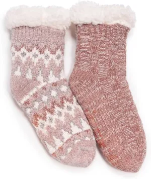MUK LUKS Women's Chenille Eyelash Mix Cabin Sock (2 Pair Pack)