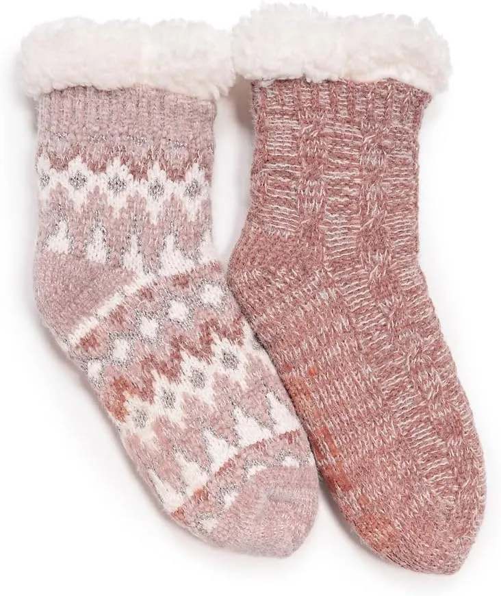 MUK LUKS Women's Chenille Eyelash Mix Cabin Sock (2 Pair Pack)