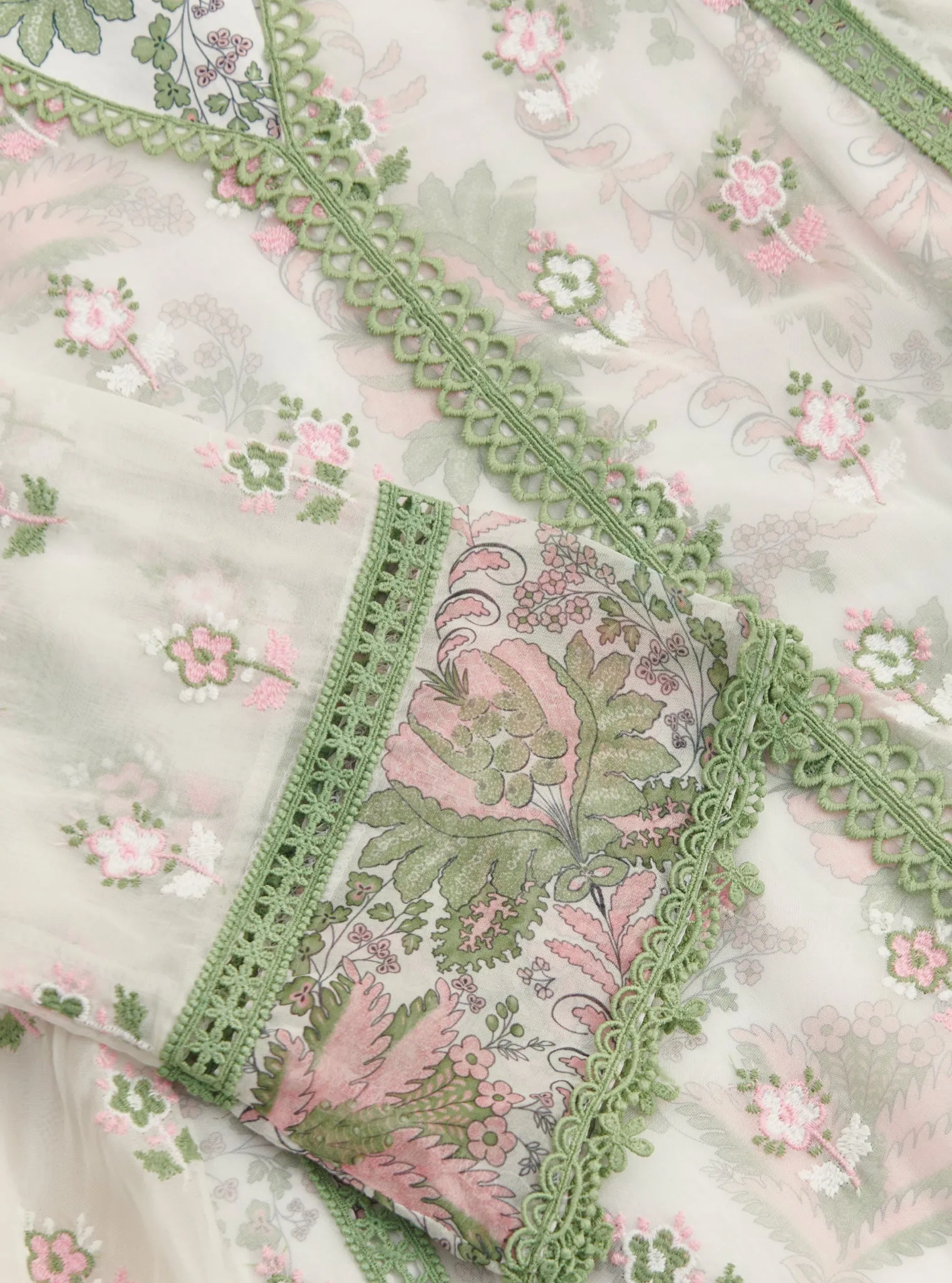 Mulmul Organza Leilani Green Kurta With Mulmul Cotton Leilani Churidar Green Pyajami