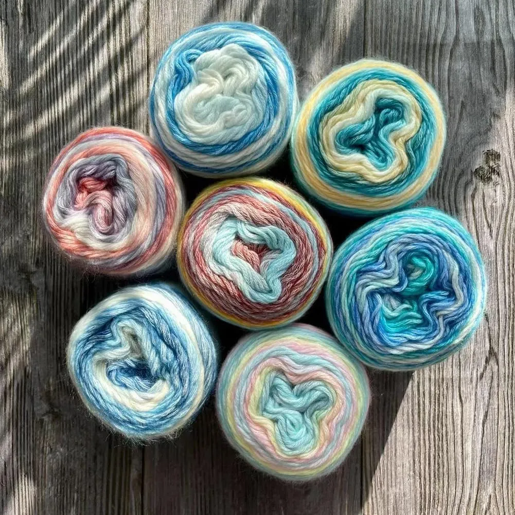Multicolour Yarn for Crochet Knitting, Gradient Color Rainbow Yarn, 60%Cotton 30rylic 10%Wool-Blend Yarn, 1 Ball 100g, Soft Cake Yarn, Crochet Yarn for Scarves, Shawls and Garments (1152H, 3 Balls)
