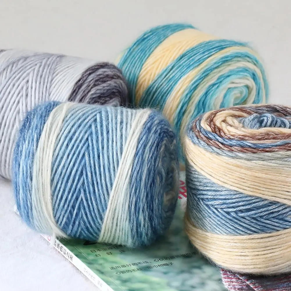 Multicolour Yarn for Crochet Knitting, Gradient Color Rainbow Yarn, 60%Cotton 30rylic 10%Wool-Blend Yarn, 1 Ball 100g, Soft Cake Yarn, Crochet Yarn for Scarves, Shawls and Garments (1152H, 3 Balls)