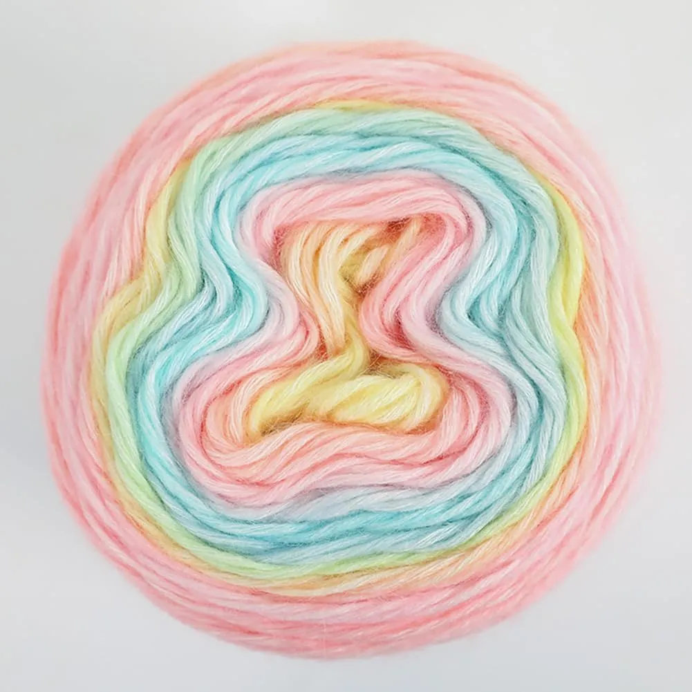 Multicolour Yarn for Crochet Knitting, Gradient Color Rainbow Yarn, 60%Cotton 30rylic 10%Wool-Blend Yarn, 1 Ball 100g, Soft Cake Yarn, Crochet Yarn for Scarves, Shawls and Garments (1153A, 3 Balls)