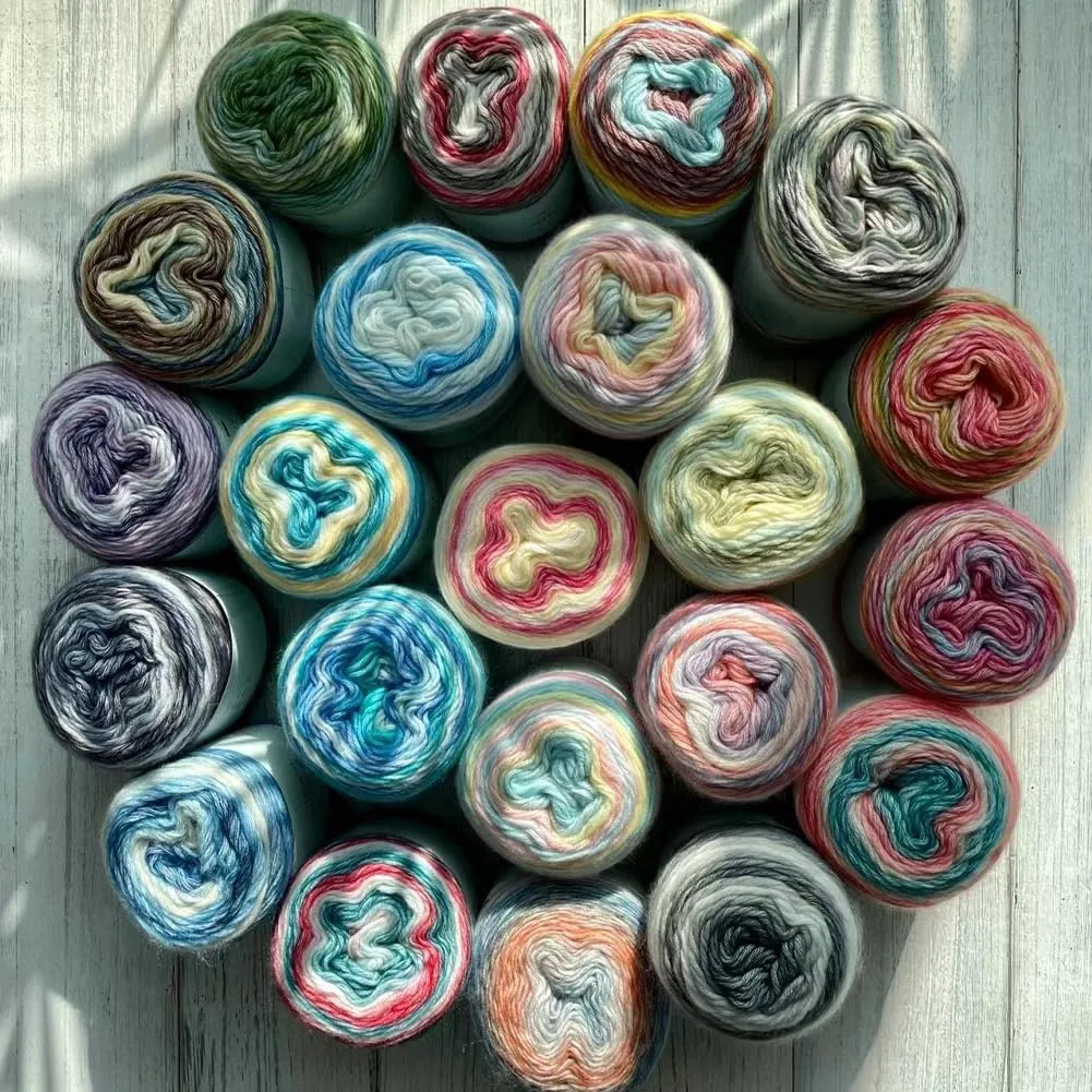 Multicolour Yarn for Crochet Knitting, Gradient Color Rainbow Yarn, 60%Cotton 30rylic 10%Wool-Blend Yarn, 1 Ball 100g, Soft Cake Yarn, Crochet Yarn for Scarves, Shawls and Garments (1153A, 3 Balls)