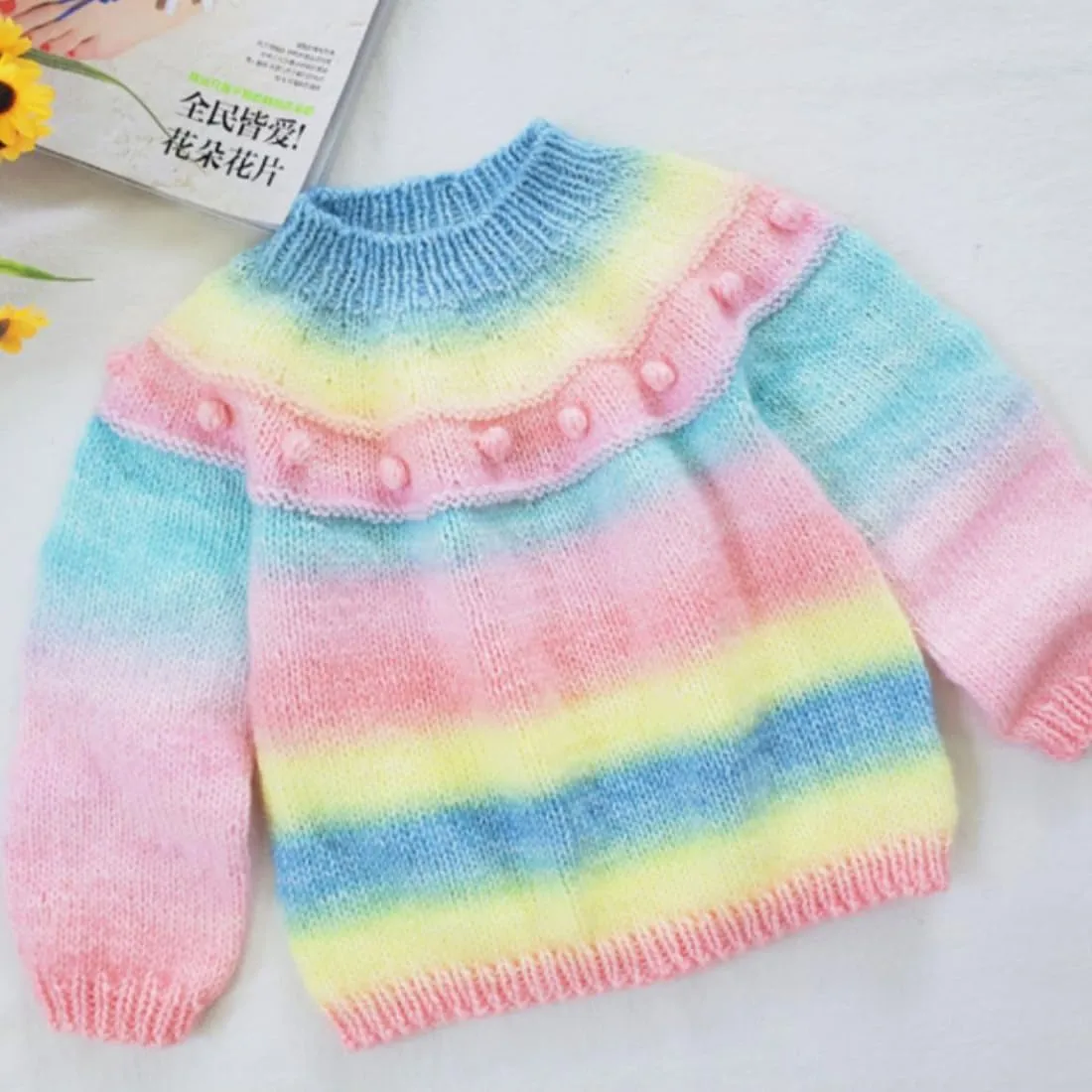 Multicolour Yarn for Crochet Knitting, Gradient Color Rainbow Yarn, 60%Cotton 30rylic 10%Wool-Blend Yarn, 1 Ball 100g, Soft Cake Yarn, Crochet Yarn for Scarves, Shawls and Garments (1153A, 3 Balls)