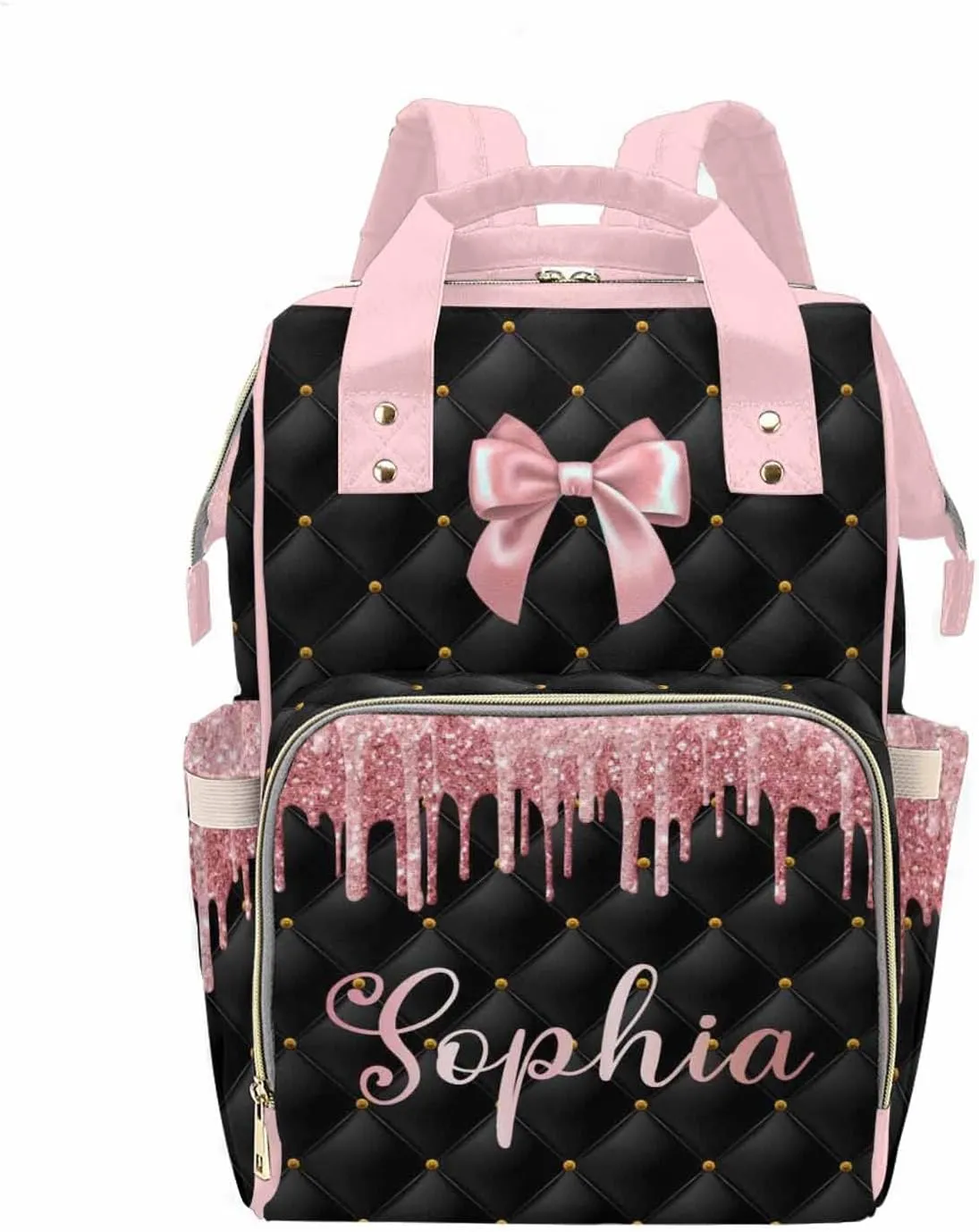 MyPupSocks Custom Baby Diaper Backpack with Name, Custom Multifunction Large Travel Diaper Bag Backpack for New Mom Baby Newborn