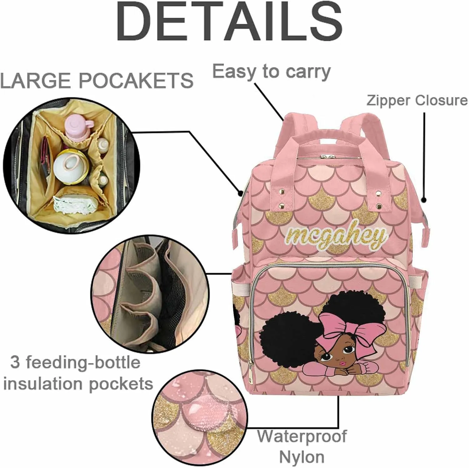 MyPupSocks Personalized Baby Backpack Diaper Bag with Name, Diaper Bag Custom with Name Custom Diaper Bags for Baby Boy, Nursing Baby Backpack for Boy Shower Gift