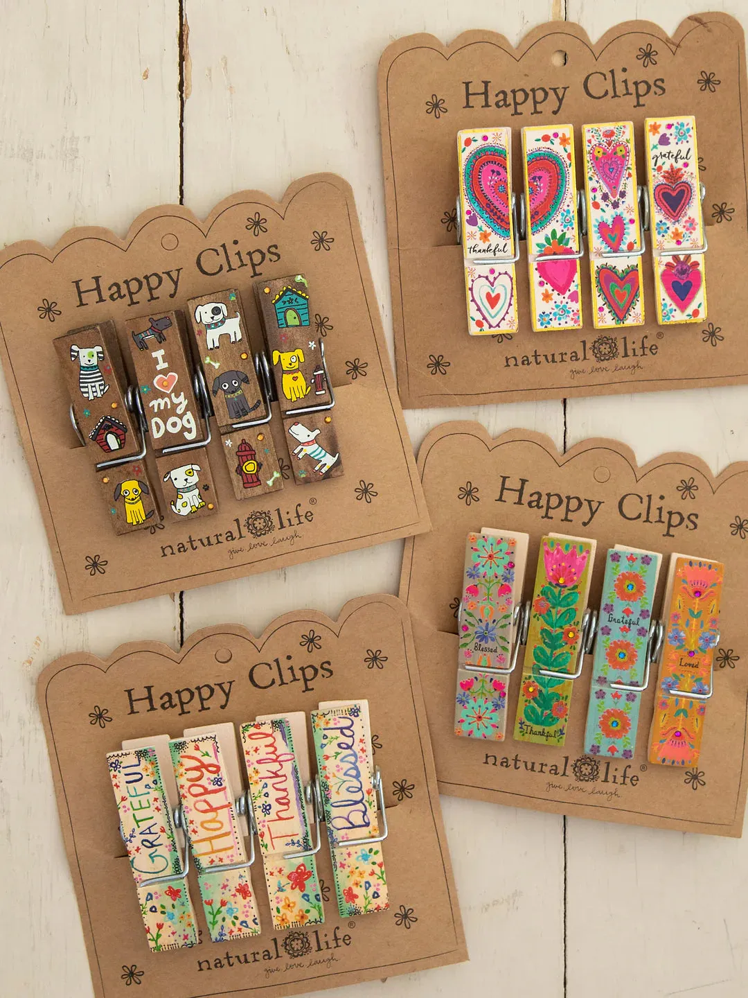Natural Life Happy Clips-Heart My Dog, Set of 4